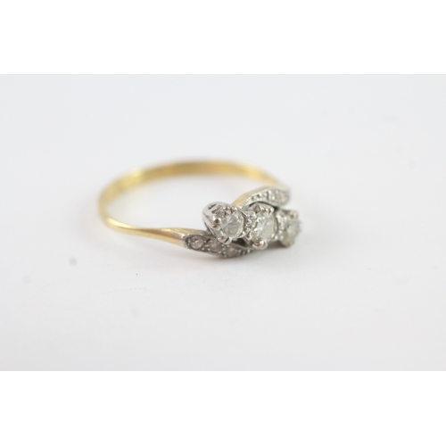 87 - 18ct gold & platinum diamond cluster dress ring (2.8g) Size T