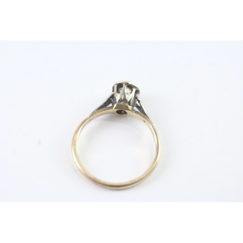 97 - 9ct gold and platinum diamond solitaire ring (2.3g) Size N