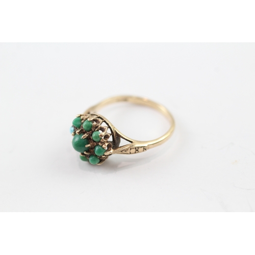 104 - 9ct gold turquoise cluster dress ring (3.1g)