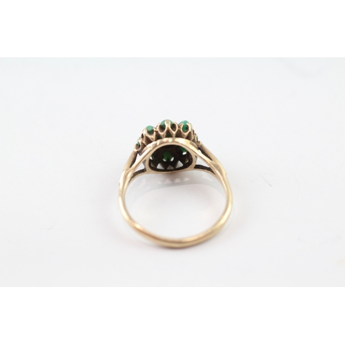 104 - 9ct gold turquoise cluster dress ring (3.1g)