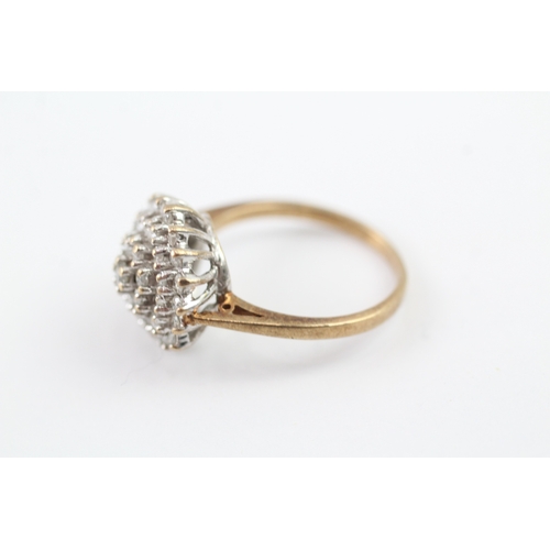 107 - 9ct gold diamond set cluster ring (4.5g) Size P