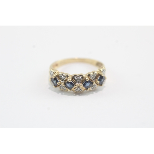 126 - 9ct gold sapphire & diamond dress ring (1.6g) Size J