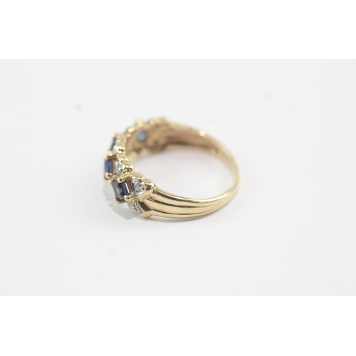 126 - 9ct gold sapphire & diamond dress ring (1.6g) Size J