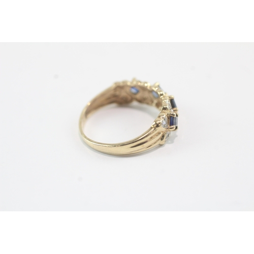 126 - 9ct gold sapphire & diamond dress ring (1.6g) Size J