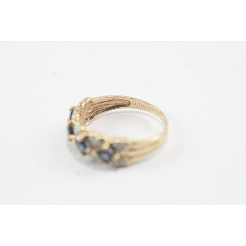 126 - 9ct gold sapphire & diamond dress ring (1.6g) Size J