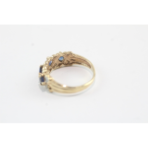 126 - 9ct gold sapphire & diamond dress ring (1.6g) Size J