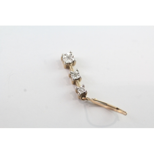 147 - 9ct gold diamond drop earrings (2.5g)