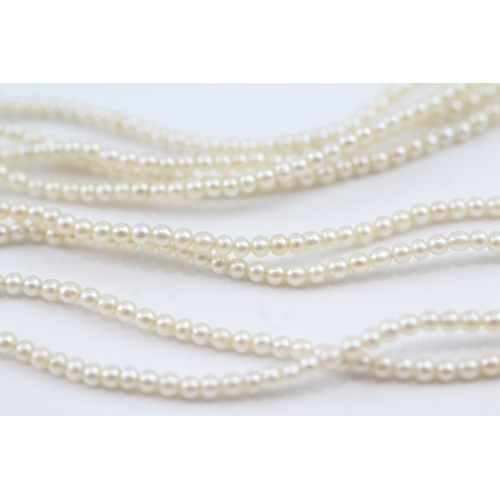 156 - 9ct gold box clasped pearl necklace (13.2g)