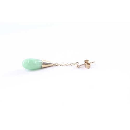 168 - 9ct gold jade drop earrings (4g)