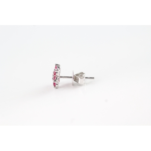 170 - 18ct white gold ruby and diamond posy stud earrings (1.5g)