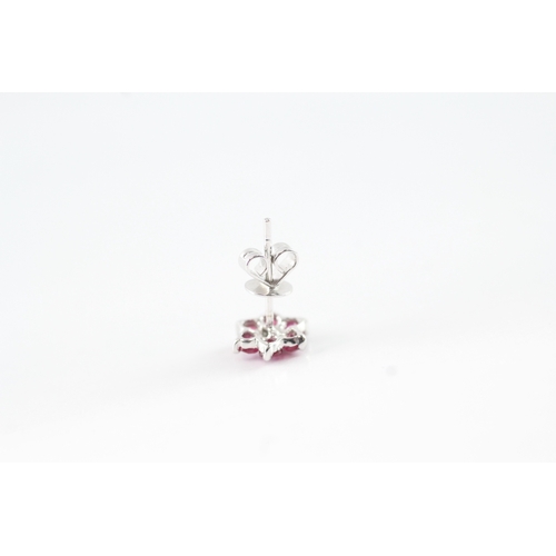 170 - 18ct white gold ruby and diamond posy stud earrings (1.5g)