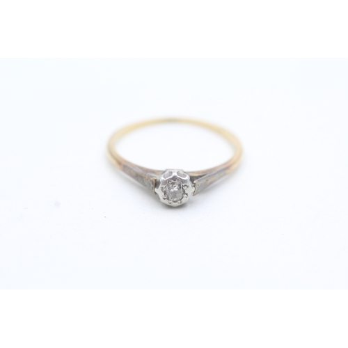 174 - 18ct gold and platinum diamond single stone ring (1.8g) Size N