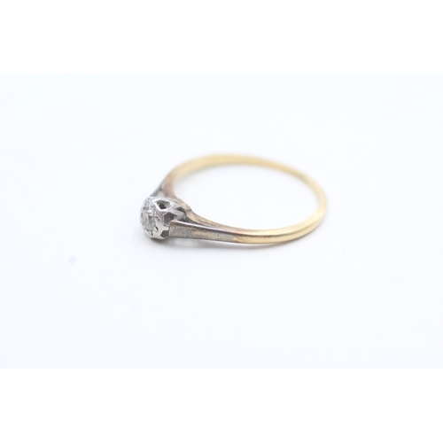 174 - 18ct gold and platinum diamond single stone ring (1.8g) Size N