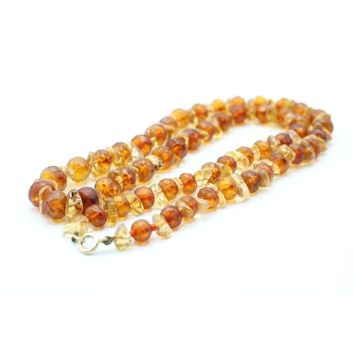 178 - 9ct gold amber & citrine necklace (45.6g)