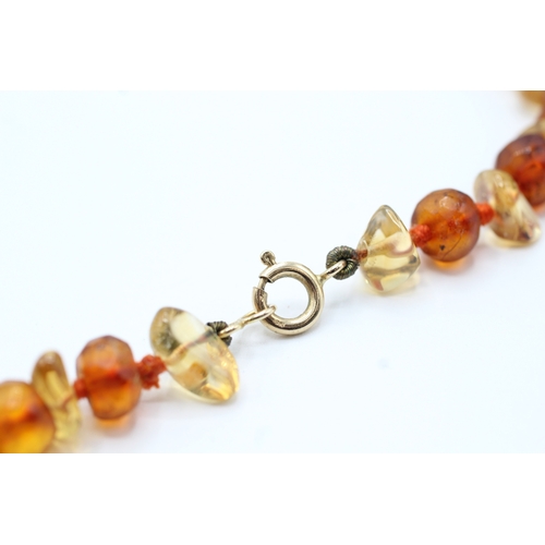 178 - 9ct gold amber & citrine necklace (45.6g)