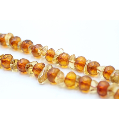 178 - 9ct gold amber & citrine necklace (45.6g)