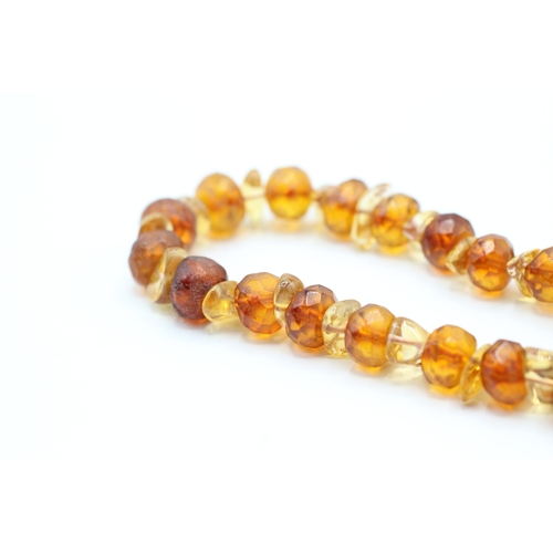 178 - 9ct gold amber & citrine necklace (45.6g)