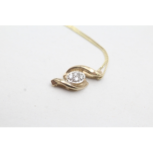 184 - 9ct gold diamond pendant necklace (1.6g)