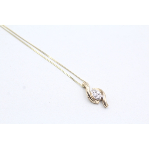 184 - 9ct gold diamond pendant necklace (1.6g)