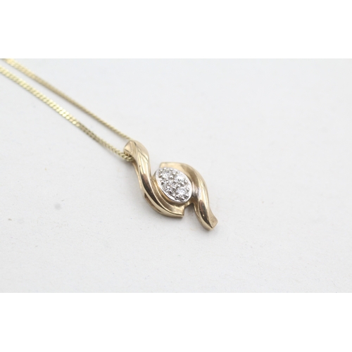 184 - 9ct gold diamond pendant necklace (1.6g)