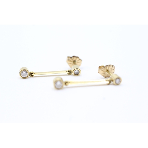 186 - 18ct gold diamond drop earrings (1.9g)