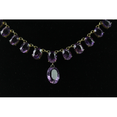 205 - Antique Amethyst Riviere Necklace w/ Lavalliere Pendant 27g