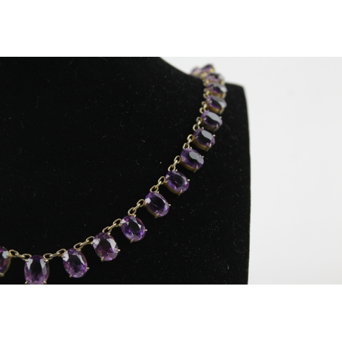 205 - Antique Amethyst Riviere Necklace w/ Lavalliere Pendant 27g