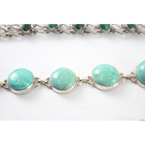 211 - Collection of Sterling Silver Gemstone Bracelets inc. Turquoise x 3 59g