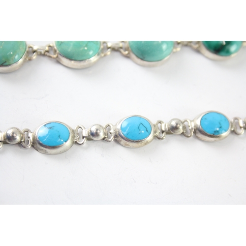 211 - Collection of Sterling Silver Gemstone Bracelets inc. Turquoise x 3 59g