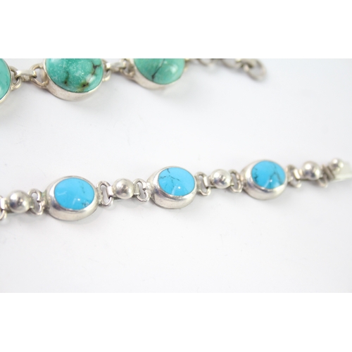 211 - Collection of Sterling Silver Gemstone Bracelets inc. Turquoise x 3 59g