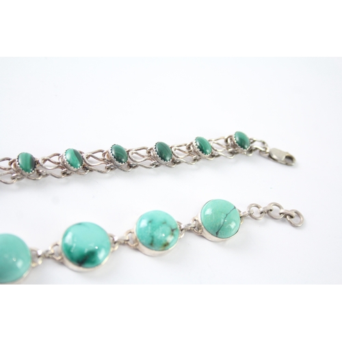 211 - Collection of Sterling Silver Gemstone Bracelets inc. Turquoise x 3 59g