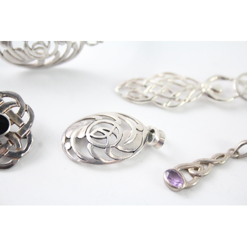 212 - Collection of Sterling Silver Celtic Jewellery inc. Shetland Silver x 5 21g