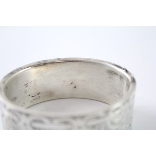 220 - Victorian Sterling Silver Hand Etched Bangle 42g