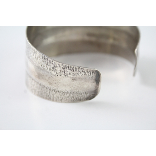 223 - Sterling Silver Modernist Cuff Bangle 26g