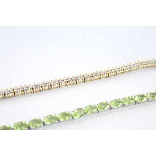 234 - Collection of Sterling Silver Gemstone Bracelets inc. Diamond, Peridot x 3 28g