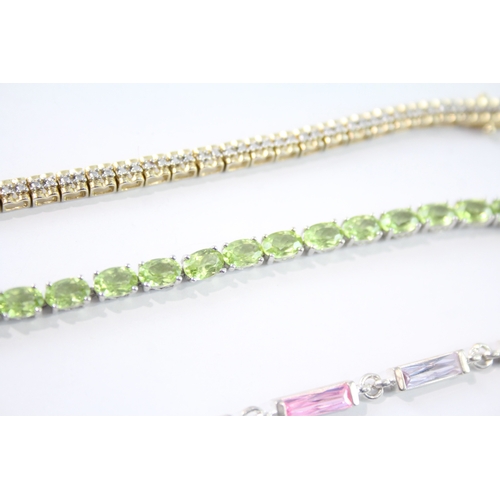 234 - Collection of Sterling Silver Gemstone Bracelets inc. Diamond, Peridot x 3 28g