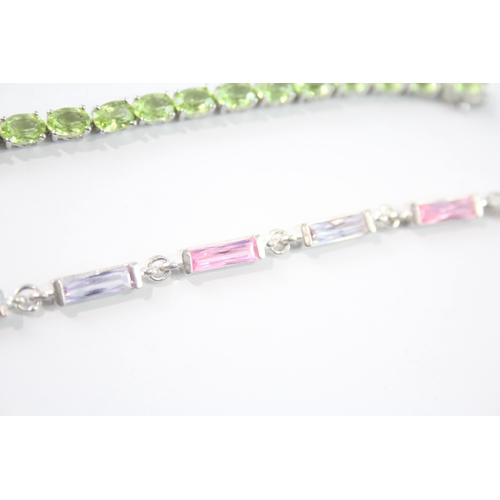 234 - Collection of Sterling Silver Gemstone Bracelets inc. Diamond, Peridot x 3 28g