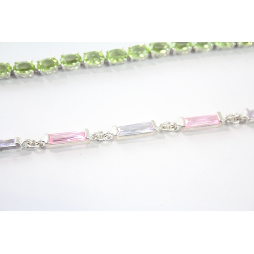 234 - Collection of Sterling Silver Gemstone Bracelets inc. Diamond, Peridot x 3 28g