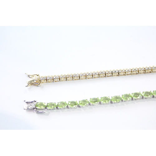 234 - Collection of Sterling Silver Gemstone Bracelets inc. Diamond, Peridot x 3 28g