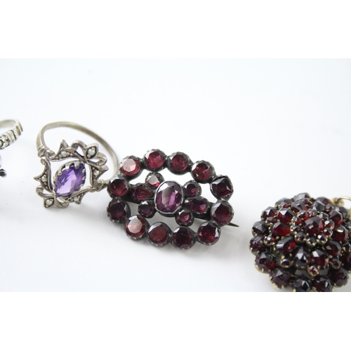 240 - Collection of Antique Jewellery inc. Bohemian Garnet, Old Cut Diamonds x 5 20g