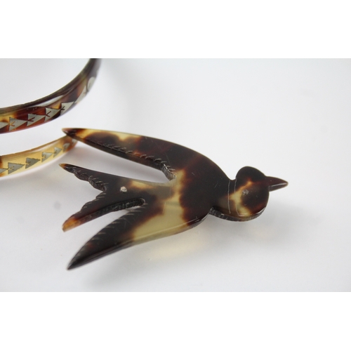 243 - Collection of Antique Tortoiseshell Jewellery inc. Snake, Bird x 2 9g