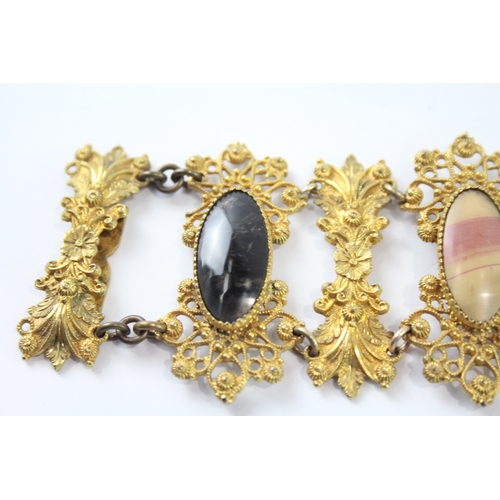 246 - Victorian Etruscan Revival Bracelet w/ Gemstones 38g