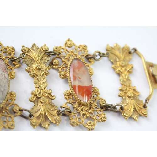 246 - Victorian Etruscan Revival Bracelet w/ Gemstones 38g