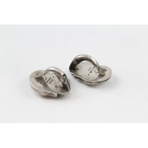 253 - Pair of Georg Jensen Sterling Silver Tulip Clip On Earrings 7g