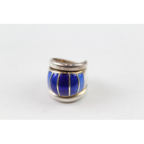 254 - David Andersen Sterling Silver Blue Enamel Ring 12g