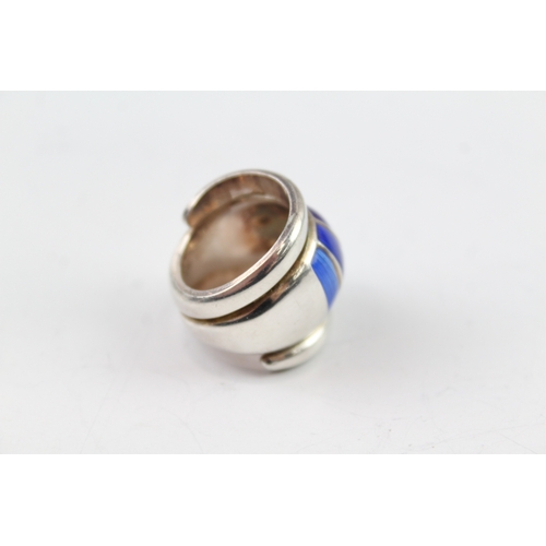 254 - David Andersen Sterling Silver Blue Enamel Ring 12g