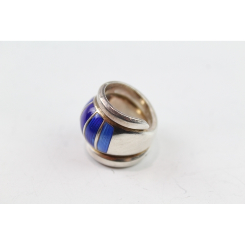 254 - David Andersen Sterling Silver Blue Enamel Ring 12g