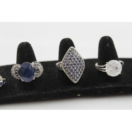 259 - Collection of Sterling Silver Gemstone Rings inc. Tanzanite, TGGC x 5 24g