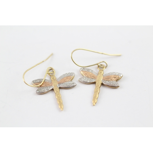 26 - 9ct gold dragonfly drop earrings (0.5g)