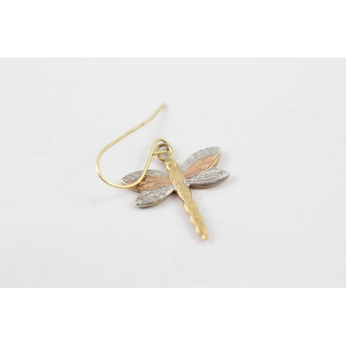 26 - 9ct gold dragonfly drop earrings (0.5g)